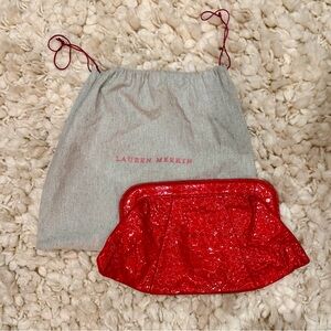 Lauren Merkin Snakeskin Embossed Clutch